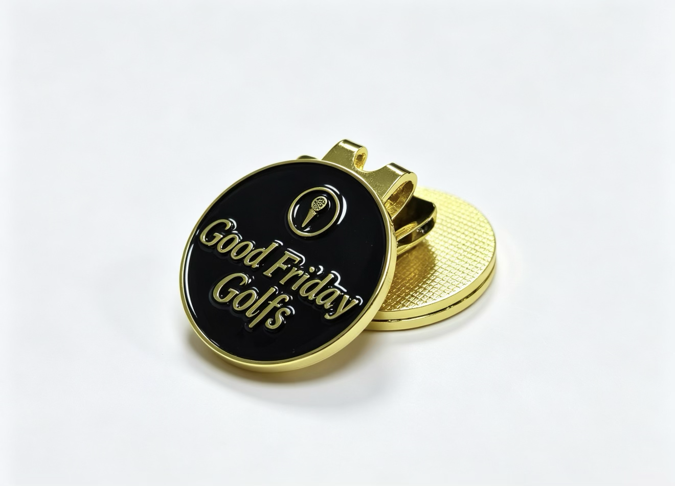Good Friday Golf’s Hat Clip & Enamel Ball Marker — Black & Gold