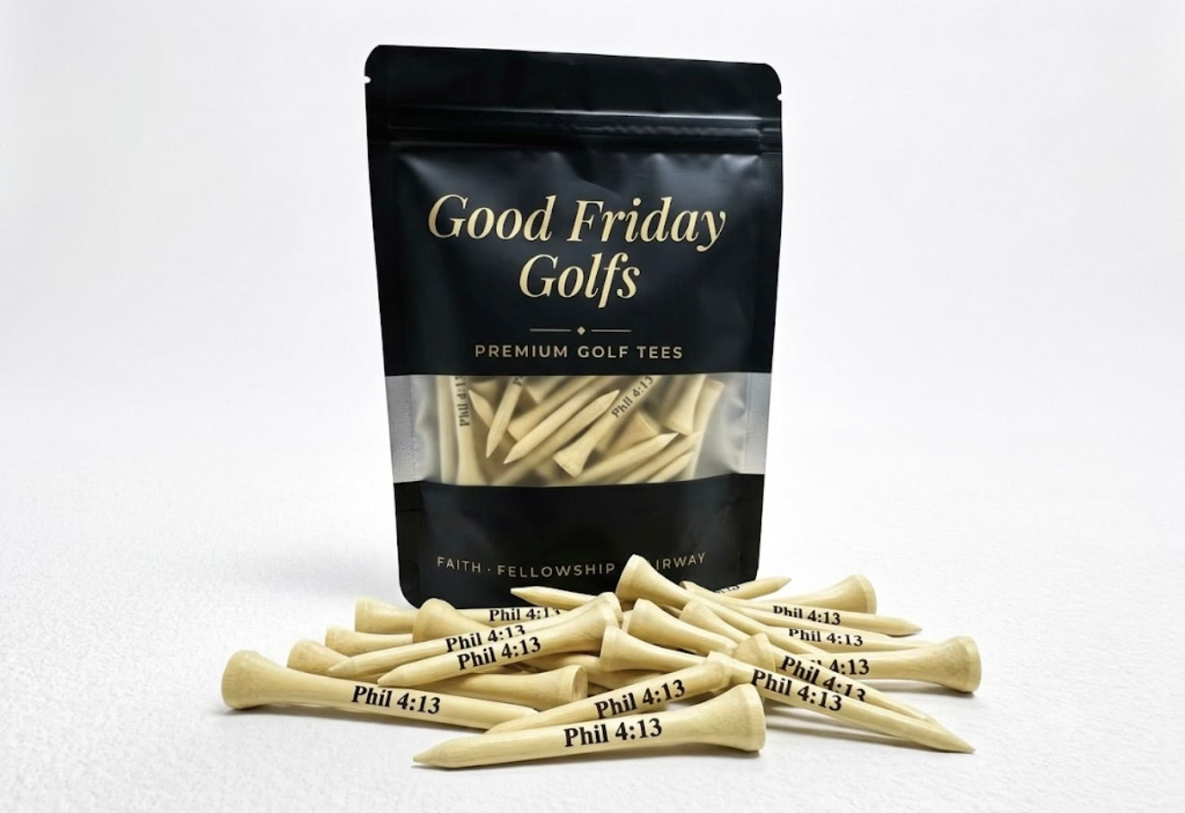 Phil 4:13 & Proverbs 27:17 Golf Tees — 2¾" Bamboo, 50-Count Bag